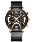 Curren Men's Chronograph Luxury Waterproof Leather Watch - Black and Gold