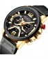 Curren Men's Chronograph Luxury Waterproof Leather Watch - Black and Gold