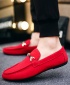 Men's Suede Mocassin Loafers Slip-On Casual Shoes - Red