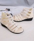 Women's Heeled Sandals Solid Colour Roman Style Shoes - Beige