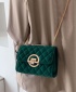 FJT Womens Quilted Velvet Retro Chain Bag Handbag - Green