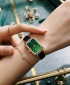 Wlisth London Small Case Women's Green Face Retro Leather Watch - Black