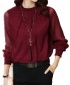 Women's New Fashion Ruffled Chiffon Long-Sleeved Shirt - Wine