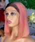 14-Inch 1B Pink Double Drawn Human Hair Wig With T Frontal