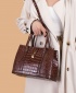 FJT Womens Three-Piece Crocodile Pattern Shoulder Bag - Dark Brown