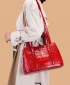 FJT Womens Three-Piece Crocodile Pattern Shoulder Bag - Red