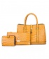 FJT Womens Three-Piece Crocodile Pattern Shoulder Bag - Yellow