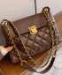 FJT Womens Quilted Retro Chain Strap Handbag Shoulder Baguette Bag - Brown