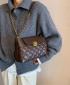 FJT Womens Quilted Retro Chain Strap Handbag Shoulder Baguette Bag - Brown