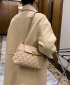FJT Womens Quilted Retro Chain Strap Handbag Shoulder Baguette Bag - Khaki