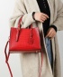 FJT Womens Crocodile Pattern One-Shoulder Retro Tote Bag - Red