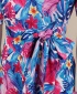 Women's One-Shoulder Printed Floral Short-Sleeved Belted Jumpsuit - Blue