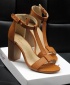 Women's Thick Heels Open Toes Casual Leather Heels - Brown