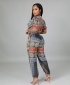 Women Two-Piece Casual Printed Top And Pant Suit - Orange