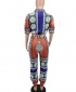 Women Two-Piece Casual Printed Top And Pant Suit - Orange