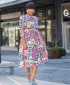 Women Middle Waist Large Swing Print Gown - Pink