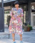 Women Middle Waist Large Swing Print Gown - Pink