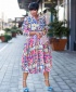 Women Middle Waist Large Swing Print Gown - Pink