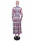 Women Middle Waist Large Swing Print Gown - Pink