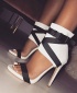 Women's Classy Thin High Heeled Roman Pumps Sandals - White