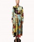 High Quality Women Dress Retro Vintage Print Long-Sleeved Dress - Sky Blue