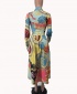 High Quality Women Dress Retro Vintage Print Long-Sleeved Dress - Sky Blue