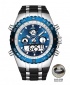 Golden Hour Military Dual-Time Waterproof Silicone Rubber LED Sport Watch - Blue Face