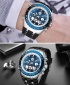 Golden Hour Military Dual-Time Waterproof Silicone Rubber LED Sport Watch - Blue Face