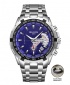 Wlisth 1853 Men's Waterproof Bracelet Silver Chain Watch - Blue Face