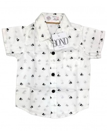 Bond Baby Boys' Short Sleeved Mickey Mouse White and Black Shirt Age 3 - 12 Months