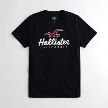 Hollister Cotton Short Sleeve T-Shirt  - Black