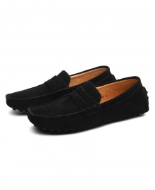 Men's Casual Suede Penny Loafers Moccasin Driving Shoes - Black