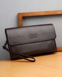 Jeep Men's Luxury Fashion Wallet Leather Clutch Bag Purse - Brown