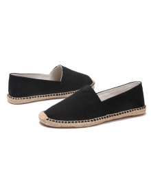 Espadrille Casual Canvas Flat Heel Shoe - Black