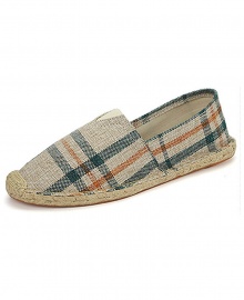 Espadrille Casual Canvas Flat Heel Shoe - Green Stripes