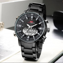 KT Dual Time Luminous Waterproof Mens Watch - Black