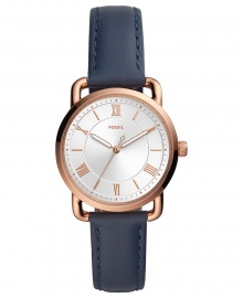 Fossil Womens Copeland Stainless Steel Quartz Leather Watch - Navy Strap
