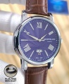 MontBlanc Men's Water Resistant Brown Leather Watch - Blue Face