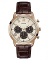 GUESS Mens Hendrix Leather Strap Chronograph Watch - Brown