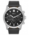 Relic Men's Multifunction Quartz Leather Watch - Black