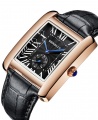 Benally Men's Leather Wrist Watch Gold Case Black Leather Black Face