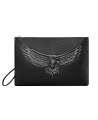 Men's Eagle Large Capacity Casual Leather Clutch Handbag - Black