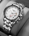 Wlisth 1853 Men's Waterproof Bracelet Silver Chain Watch - White Face