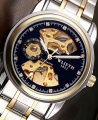 Wlisth 1853 Men's Waterproof Automatic Mechanical Chain Watch - Black Face